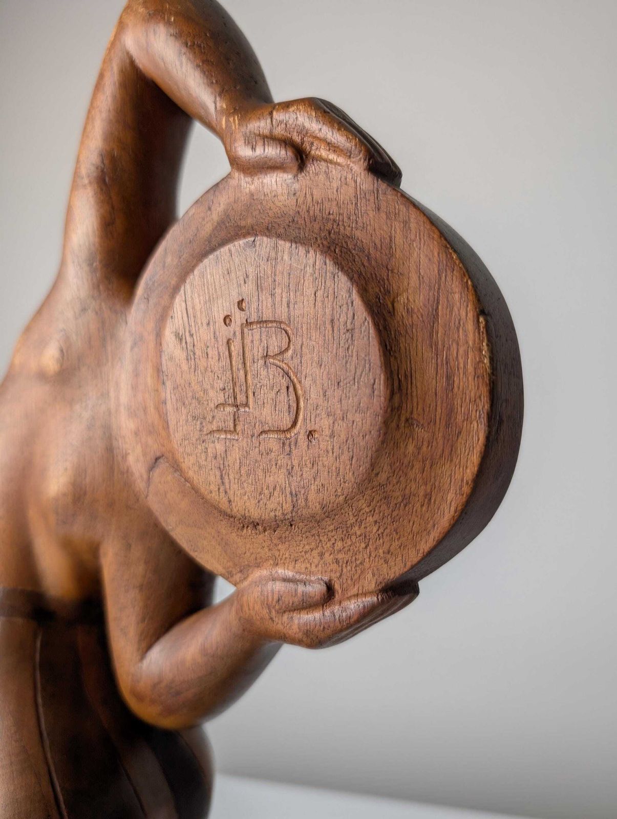 Art Deco Wooden Sculpture By Jens Jacob Bregnø, Denmark, 1900s, Signed photo vinterior