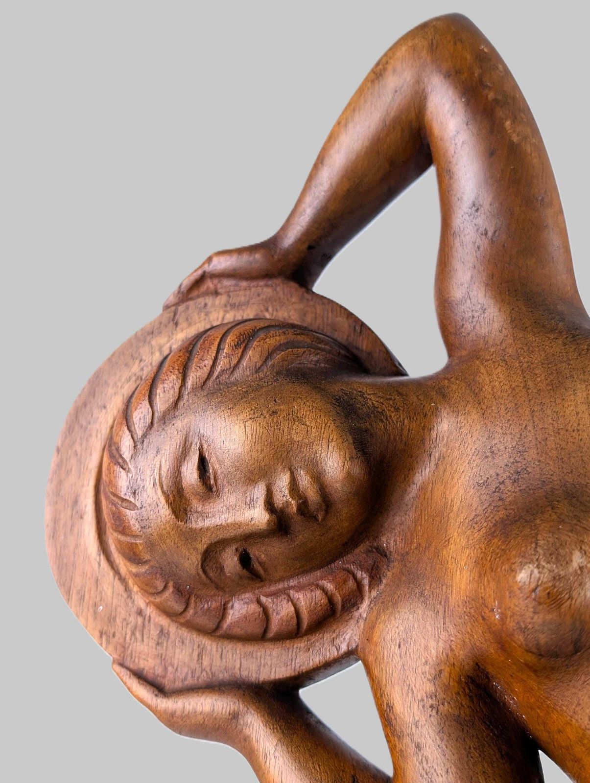 Art Art Deco Wooden Sculpture By Jens Jacob Bregnø, Denmark, 1900s, Signed photo