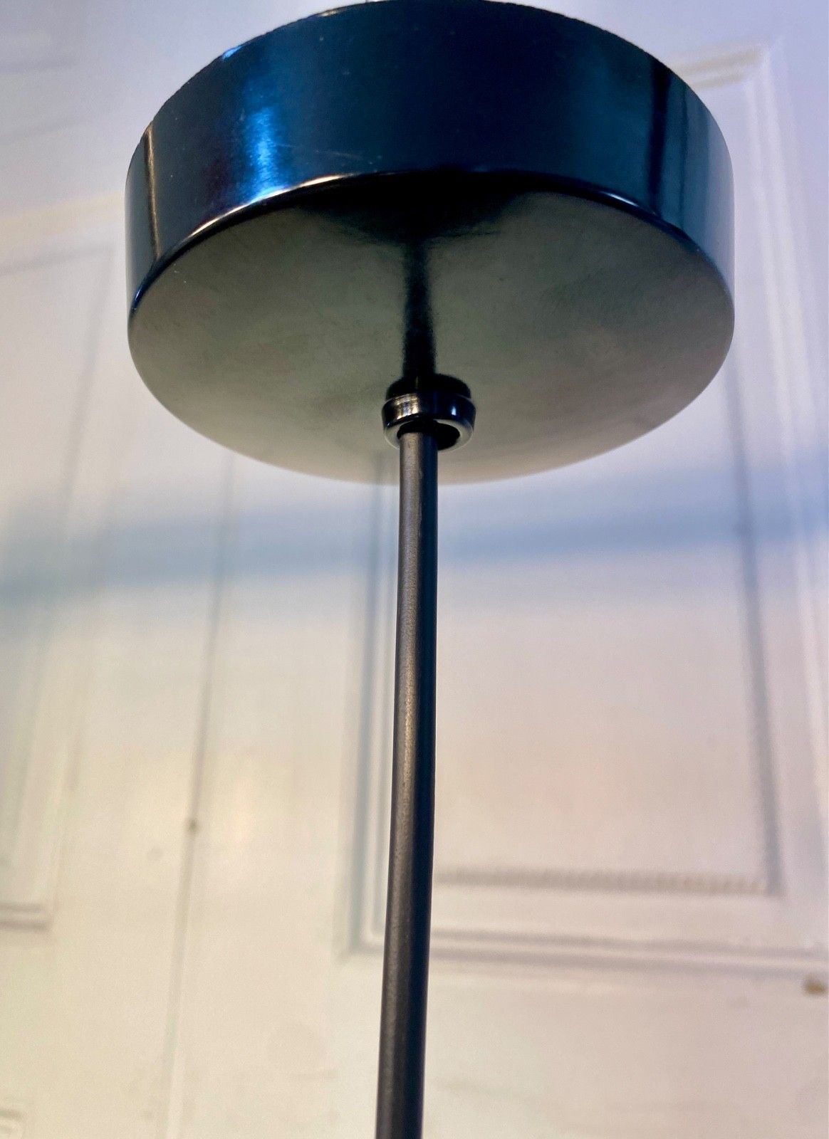 Original Vintage Mid Century Glass, Metal & Brass Ceiling Pendant Light 1950s photo buy