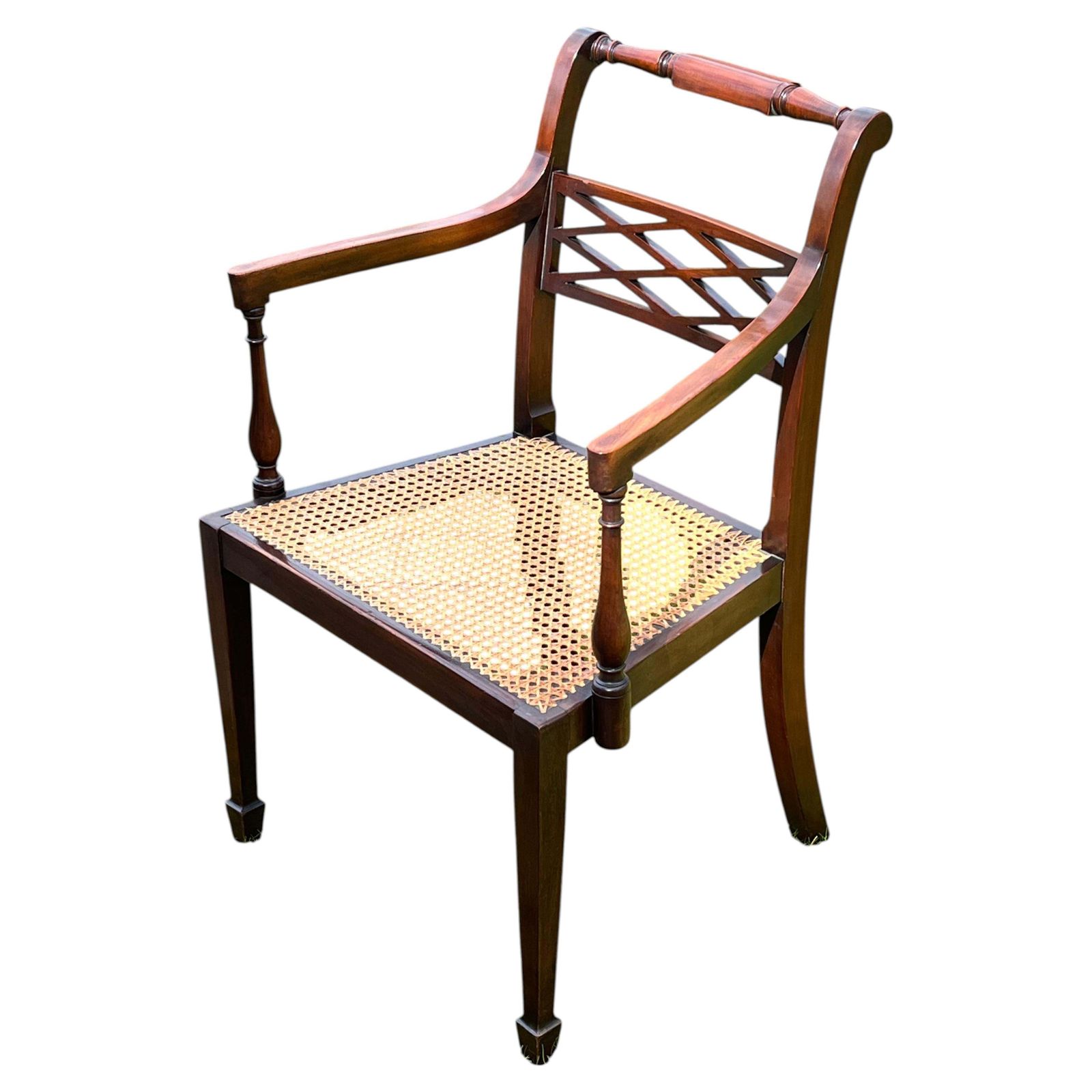 Regency Armchair By English Workshop, Hardwood & Rattan, Circa 1810