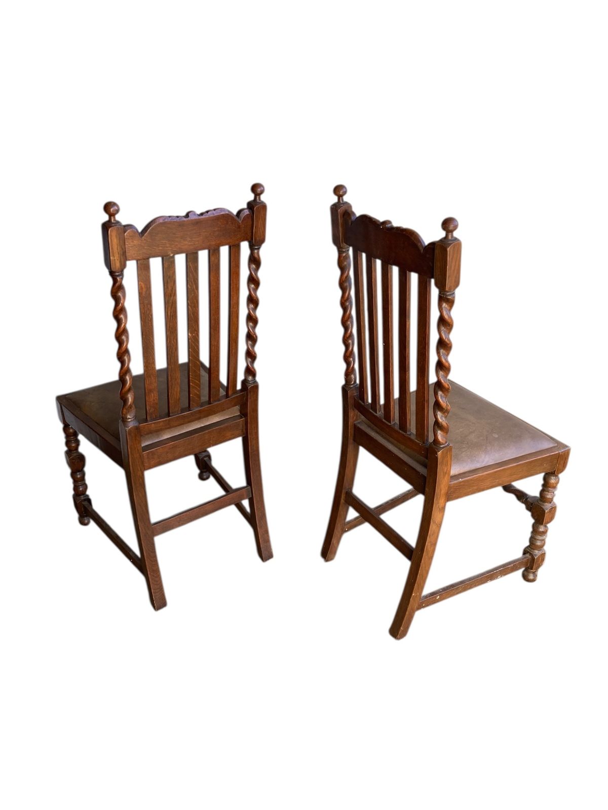photo for sale Pair Of Oak Barley Twist Dining Chairs Dating From The Late Victorian