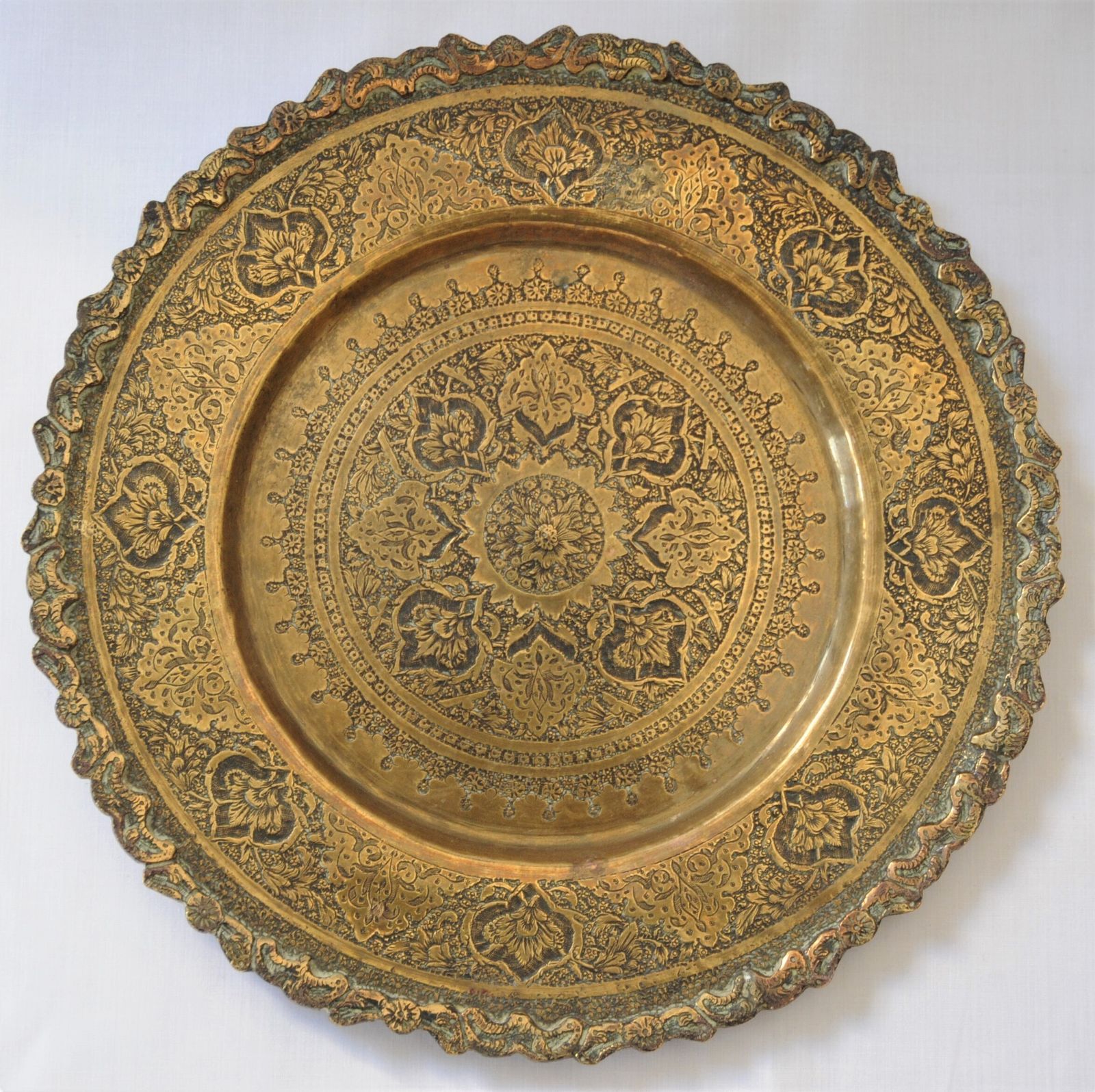 Antique Islamic Ornately Engraved Brass Charger