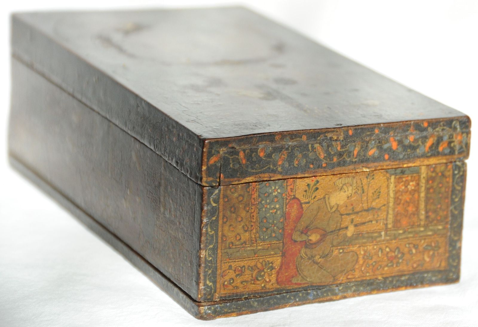 Home Decor Antique Islamic Qajar Islamic Wooden Jewellery Box With Miniature Paintings photo