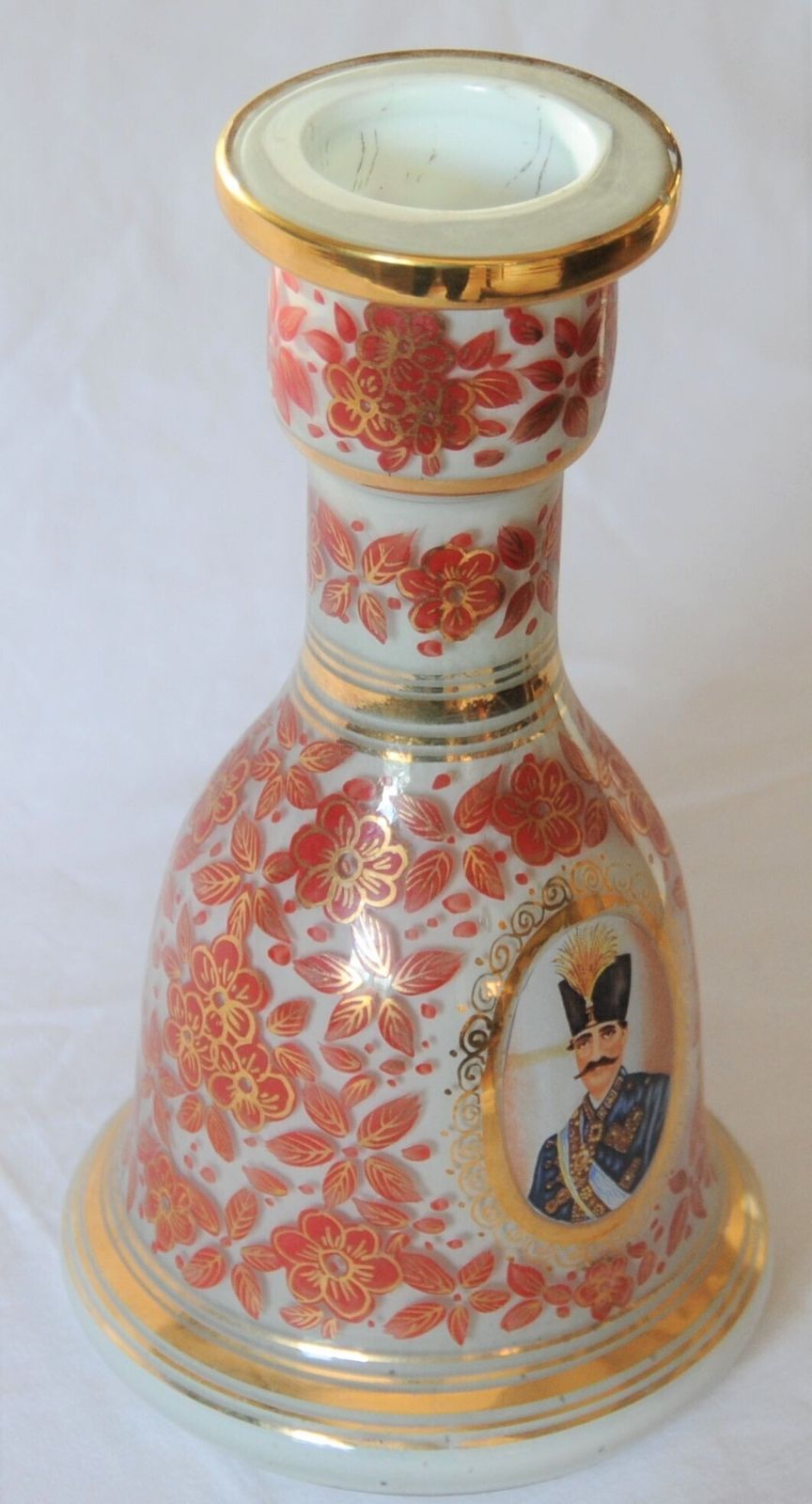 Antique Islamic Hookah With Portrait Of Qajar Shah photo vintage