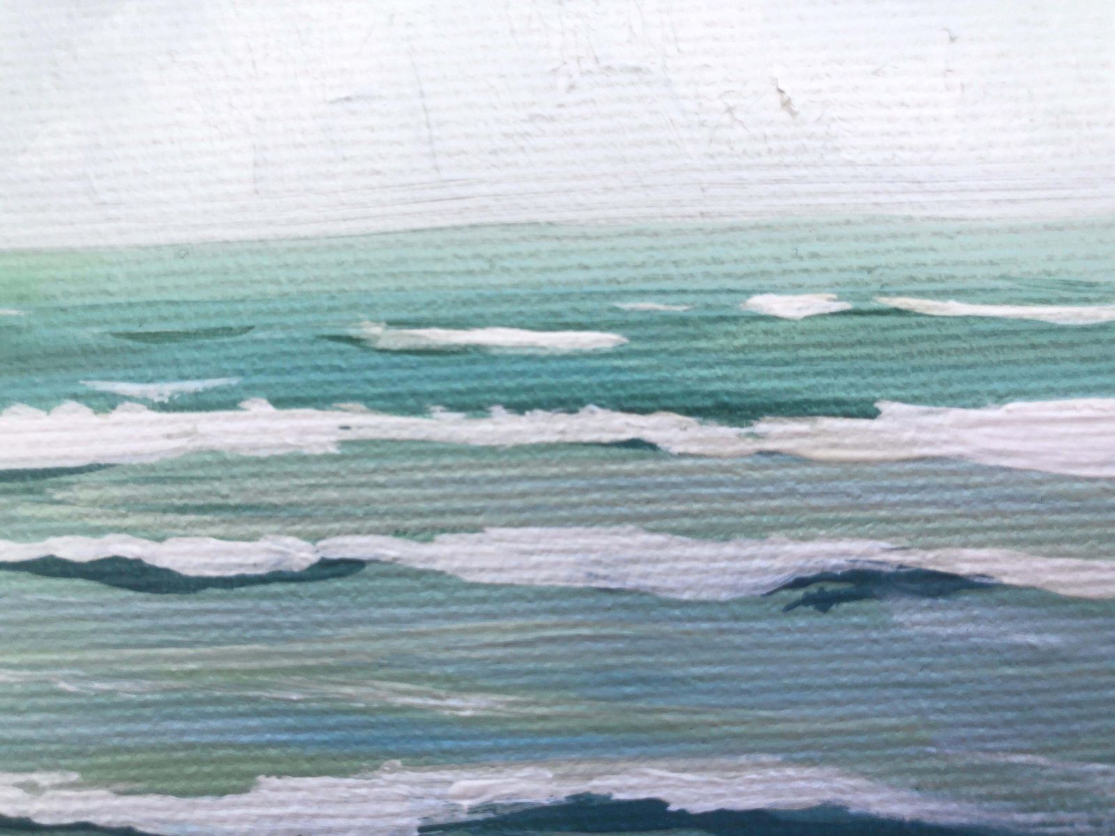 Alberto Biesok Turquoise Mediterranean Waves Seascape Oil Painting Coastal Contemporary Square Canvas 2019 photo for sale