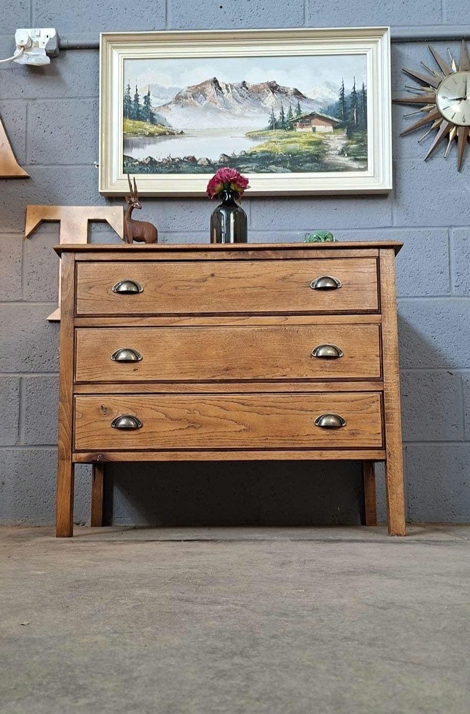 Chest Of Drawers ~ Oak ~ Vintage ~ Mid Century