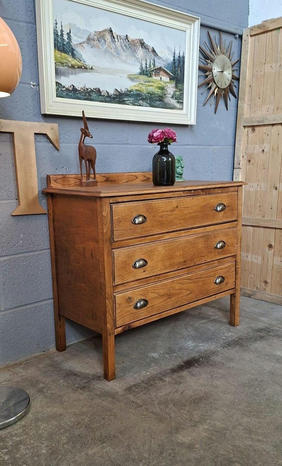Chest Of Drawers ~ Oak ~ Vintage ~ Mid Century photo for sale