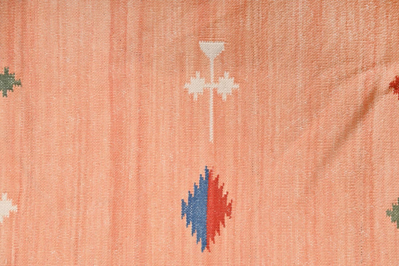 Blush Pink Indian Dhurrie Rug: 9x12 Modern Flatweave Cotton Wool Kilim. photo 1167.0