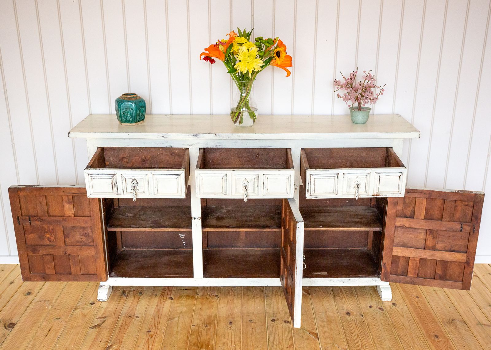 Spanish Sideboard Oak Iron Painted Baroque Tuscan Credenza Early 20th Century Brutalist Catalan Geometric Media Uni.T Credenza Buffet photo buy