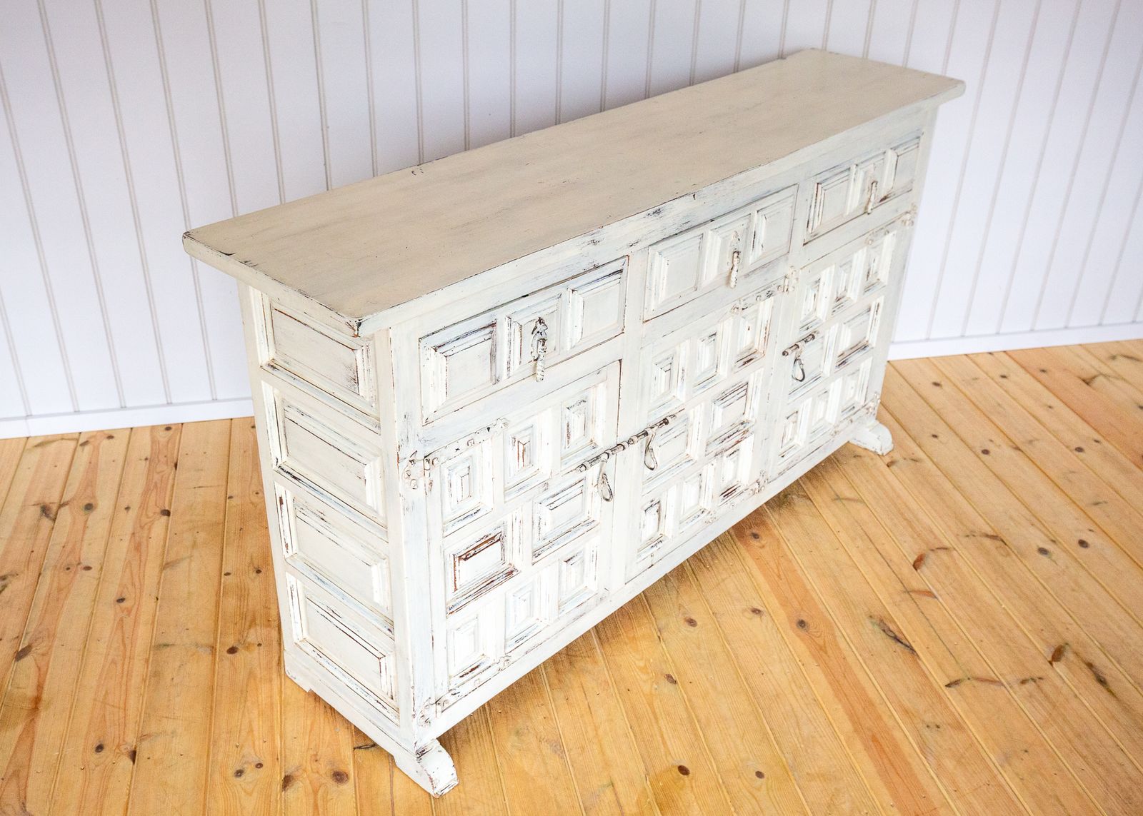 3550.0 Spanish Sideboard Oak Iron Painted Baroque Tuscan Credenza Early 20th Century Brutalist Catalan Geometric Media Uni.T Credenza Buffet photo