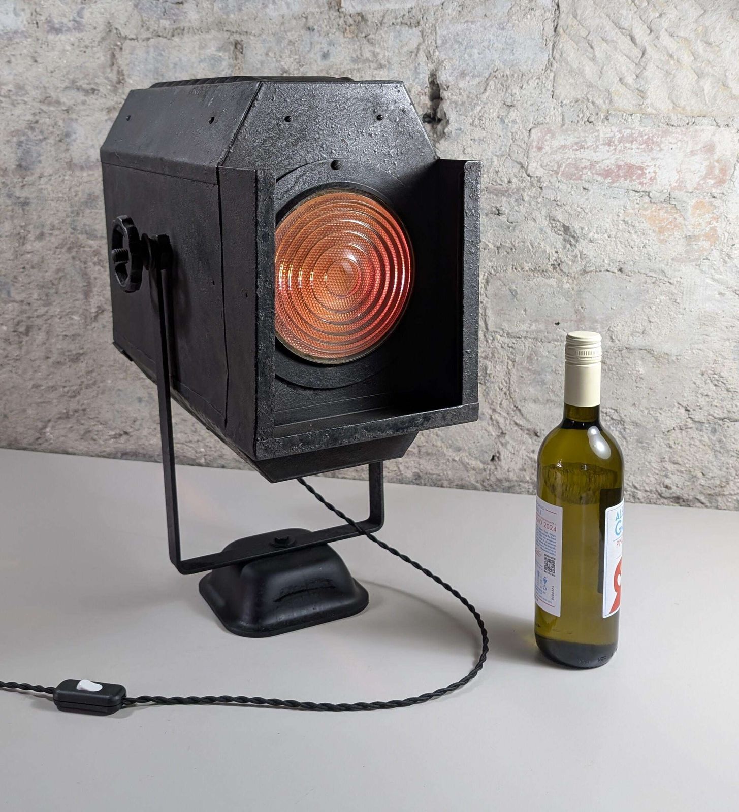 1930s Theatre Spotlight Lamp | Vintage Industrial Upcycled Table Light | Steampunk Decor photo vinterior