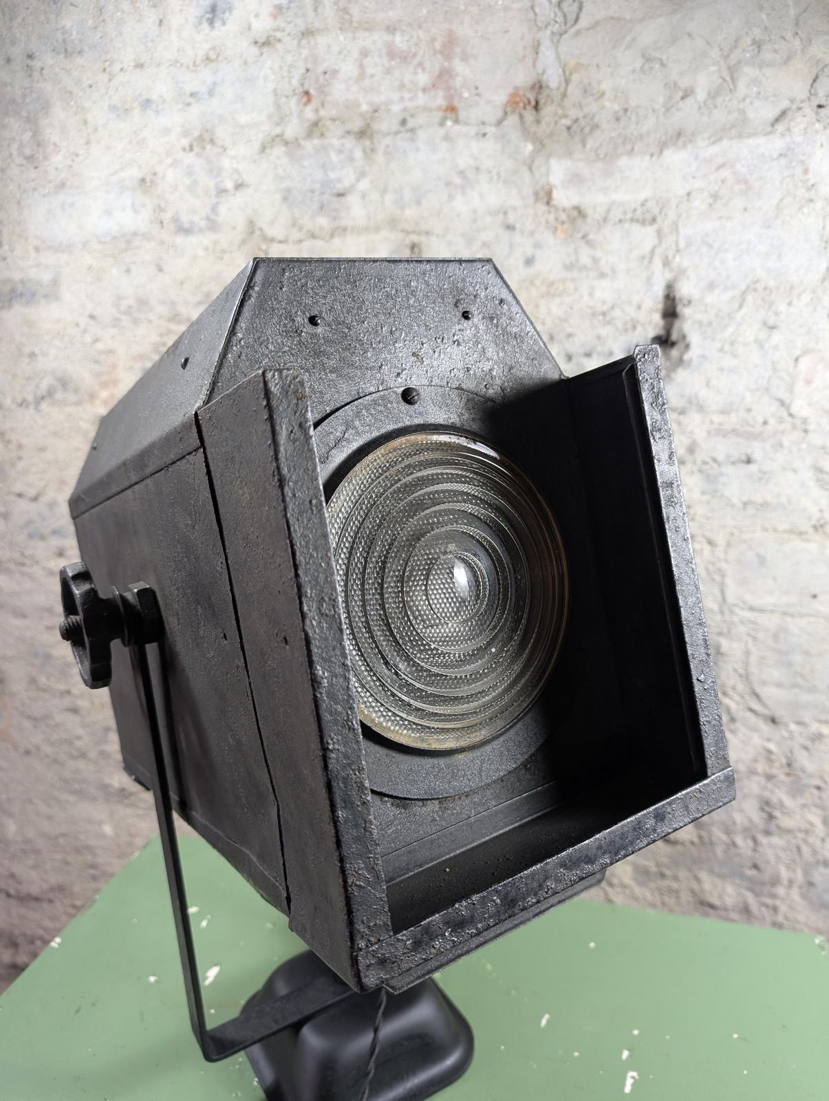 Lighting 1930s Theatre Spotlight Lamp | Vintage Industrial Upcycled Table Light | Steampunk Decor photo