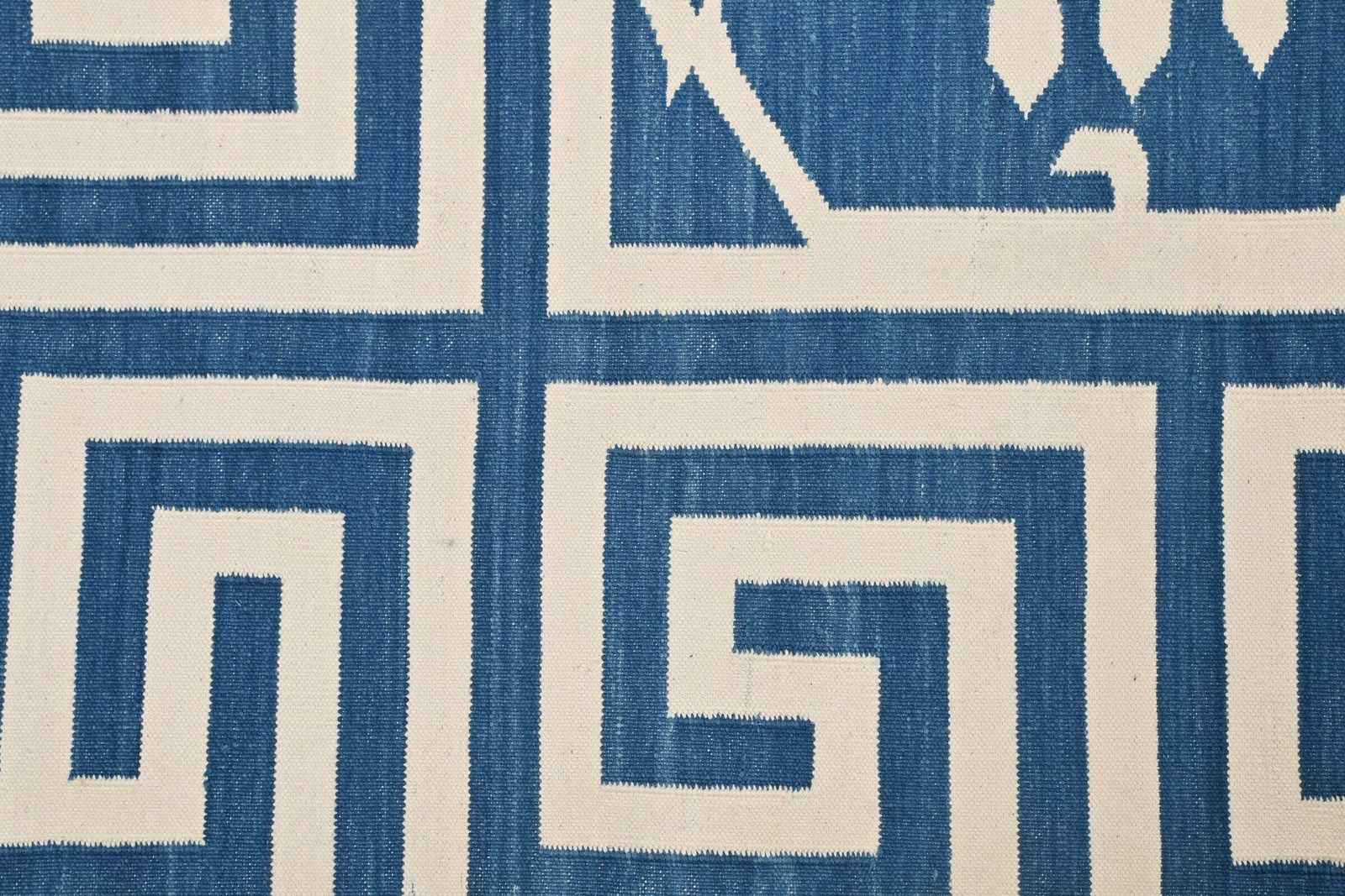Indigo Blue Dhurrie Rug: Vintage Modern Indian Flatweave. photo for sale