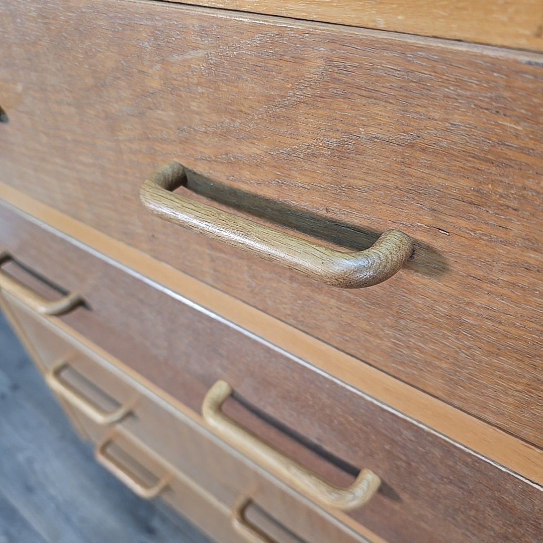 Furniture Vintage Chest Of Drawers Tallboy Mid Century Modern Oak Commode Retro Mcm photo