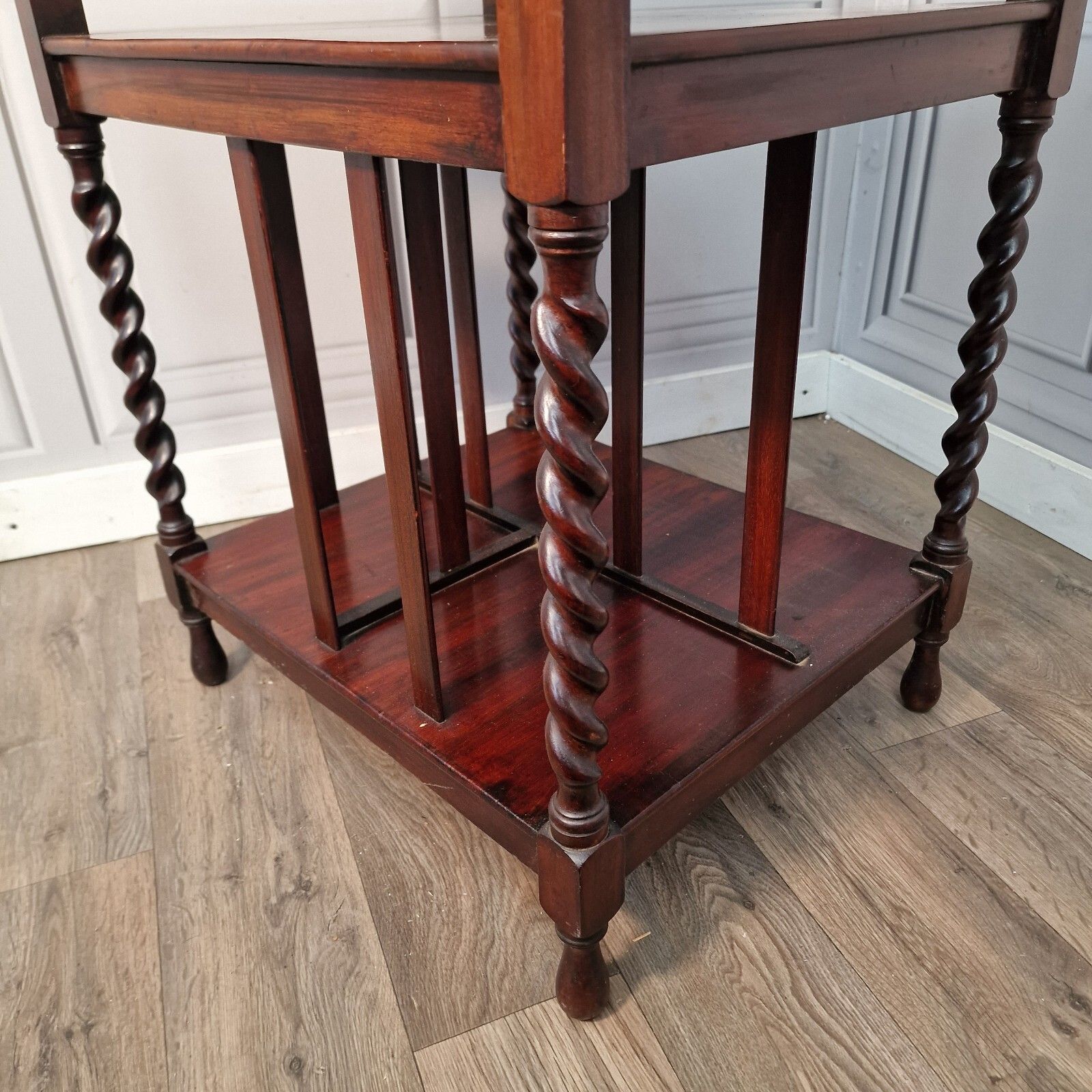 photo vinterior Antique Wooden Edwardian Barley Twist Hall Canterbury Bookcase Table Occasional