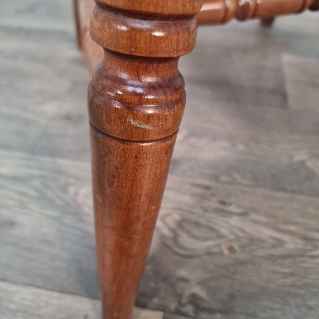 photo for sale Vintage Farmhouse Dining Chair – Spindle Back Upholstered Pub Seat Solid Wood