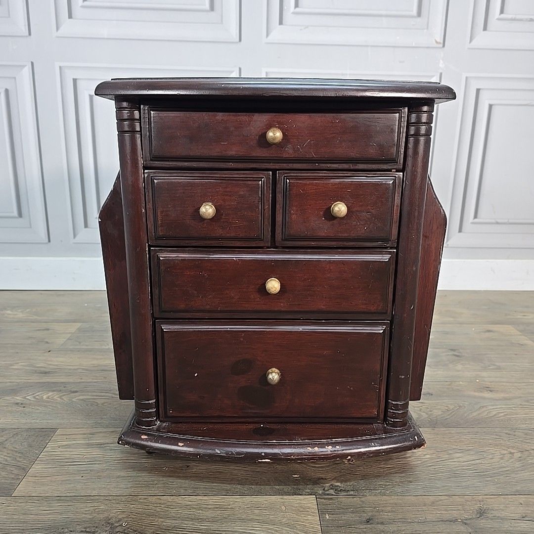 Antique Style Companion Table Magazine Rack Side Cabinet Drawers Mahogany photo Furniture