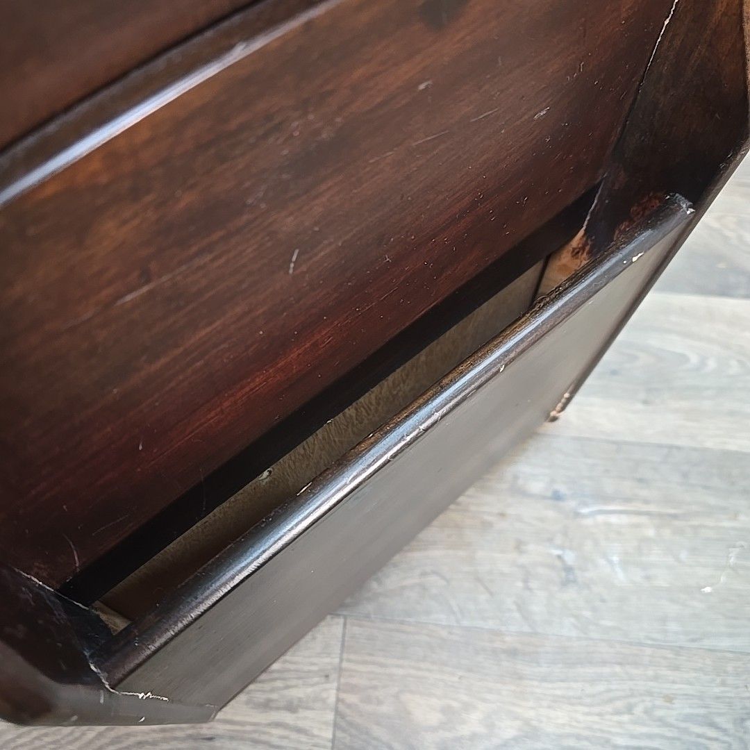 photo vintage Antique Style Companion Table Magazine Rack Side Cabinet Drawers Mahogany