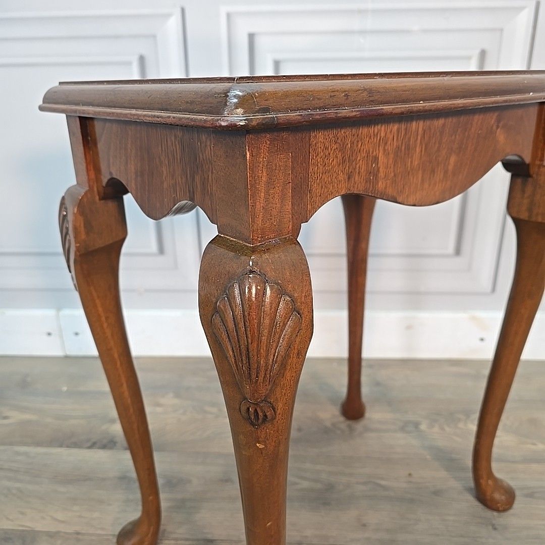 Antique Style Side Table  Queen Anne Glass Top – Carved Shells – Jack Finch Ltd photo for sale