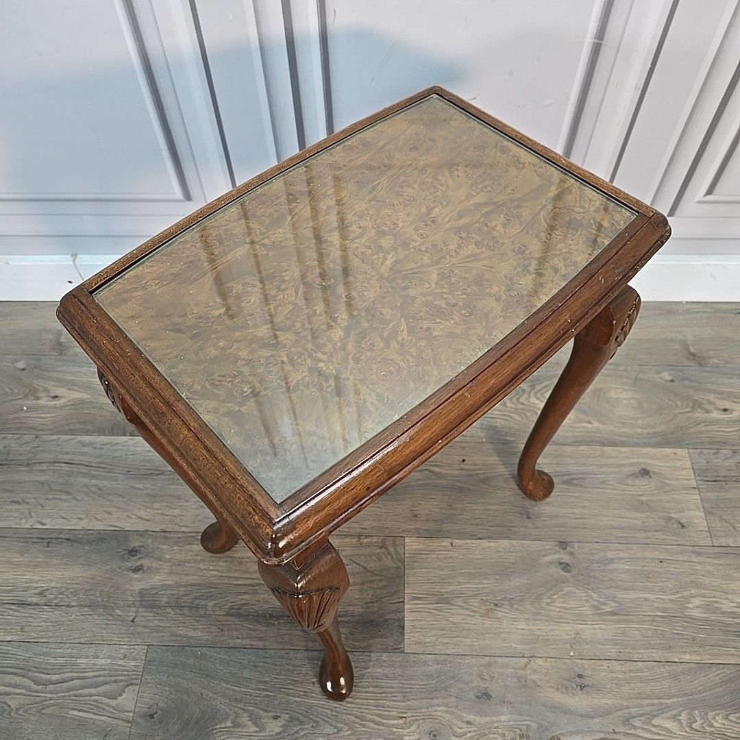 Antique Style Side Table  Queen Anne Glass Top – Carved Shells – Jack Finch Ltd photo Furniture