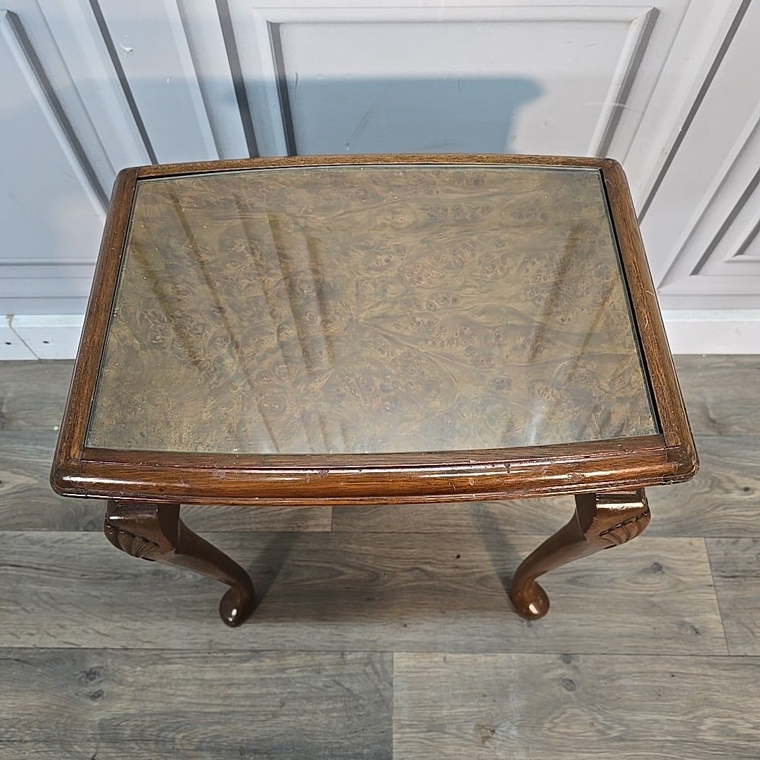 Antique Style Side Table  Queen Anne Glass Top – Carved Shells – Jack Finch Ltd photo vinterior