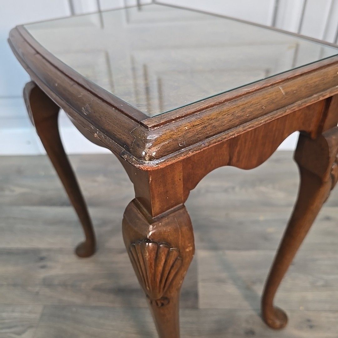 Antique Style Side Table  Queen Anne Glass Top – Carved Shells – Jack Finch Ltd photo buy
