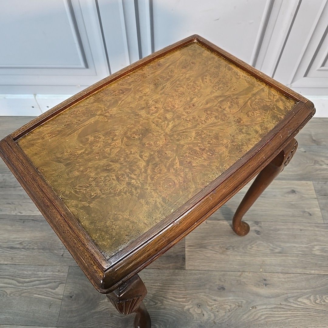 90.0 Antique Style Side Table  Queen Anne Glass Top – Carved Shells – Jack Finch Ltd photo