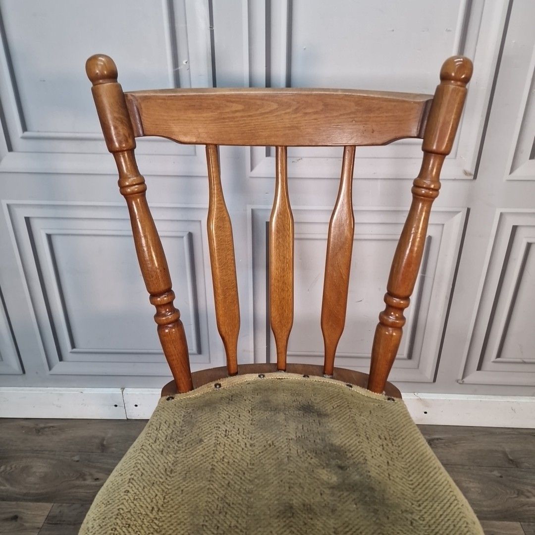 Vintage Farmhouse Dining Chair – Spindle Back Upholstered Pub Seat Solid Wood photo buy