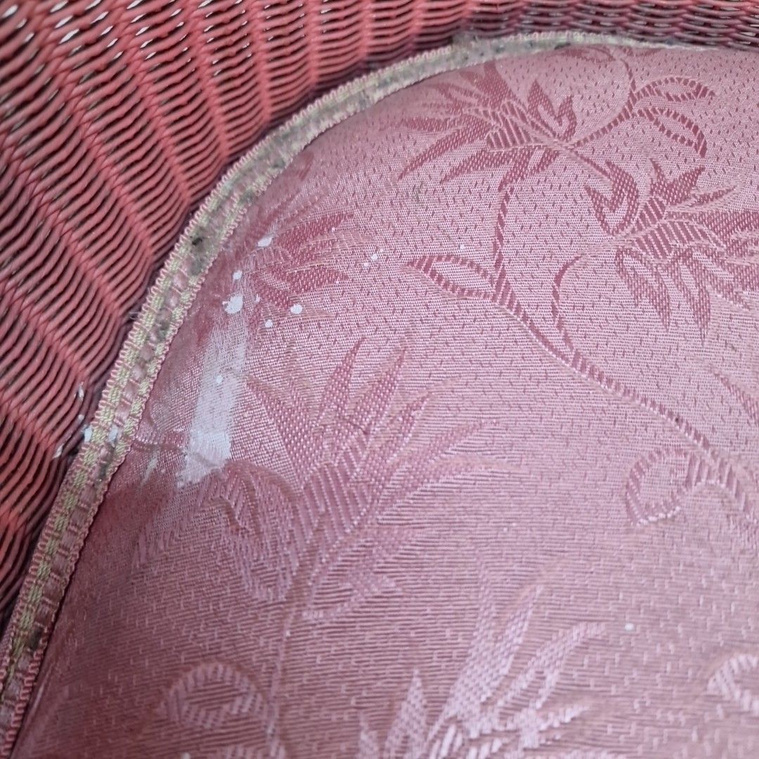 Retro Vintage Tub Chair – Pink Painted Frame Lloyd Loom Woven Seat Armchair photo Furniture