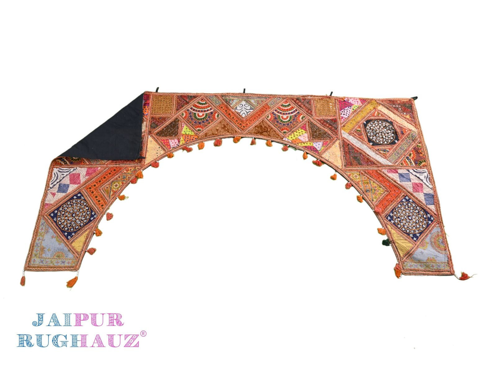 Vintage Embroidered Toran: Indian Cotton Wall Hanging (67x39 In). photo 208.0