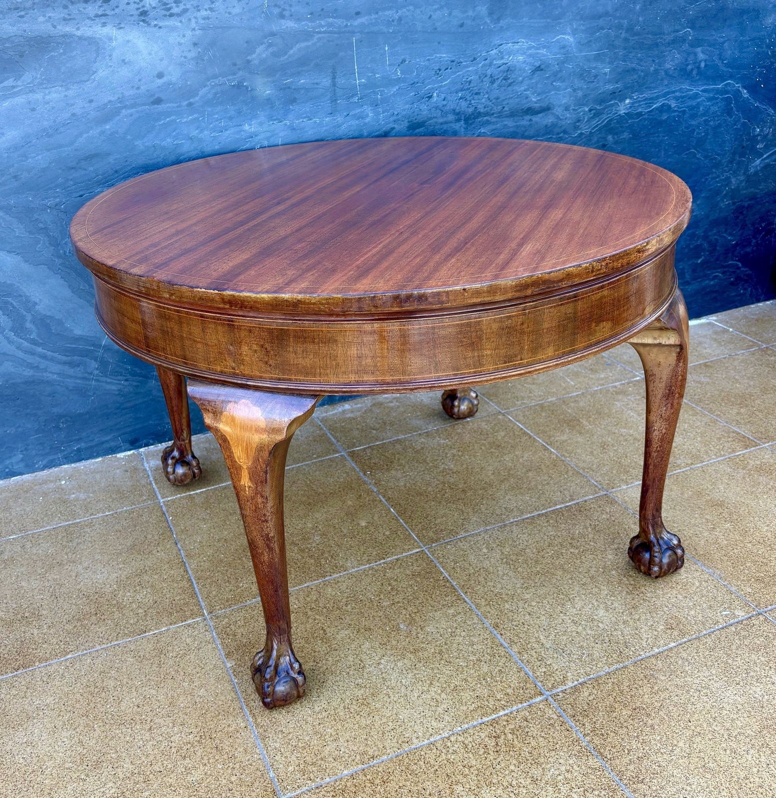 Spanish Walnut Queen Anne Style Round Side Table, Early 20th Century photo for sale