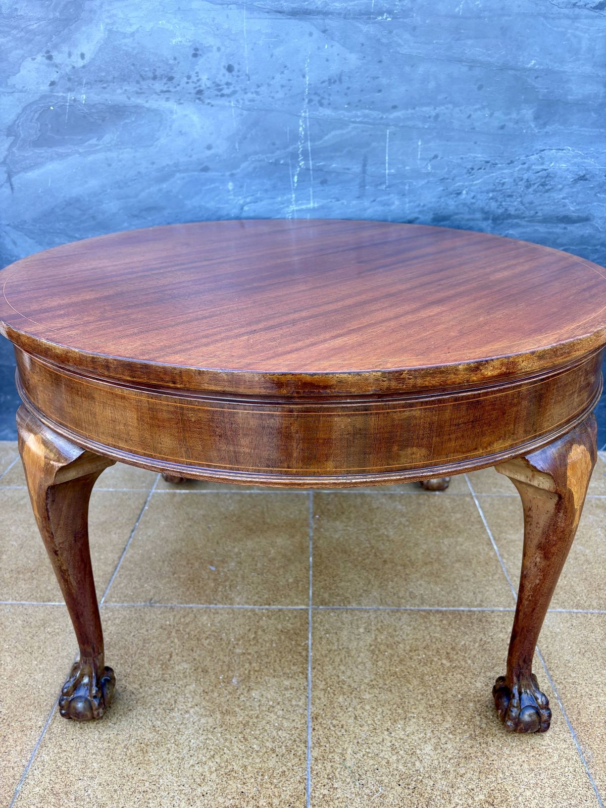 Spanish Walnut Queen Anne Style Round Side Table, Early 20th Century photo 1750.0