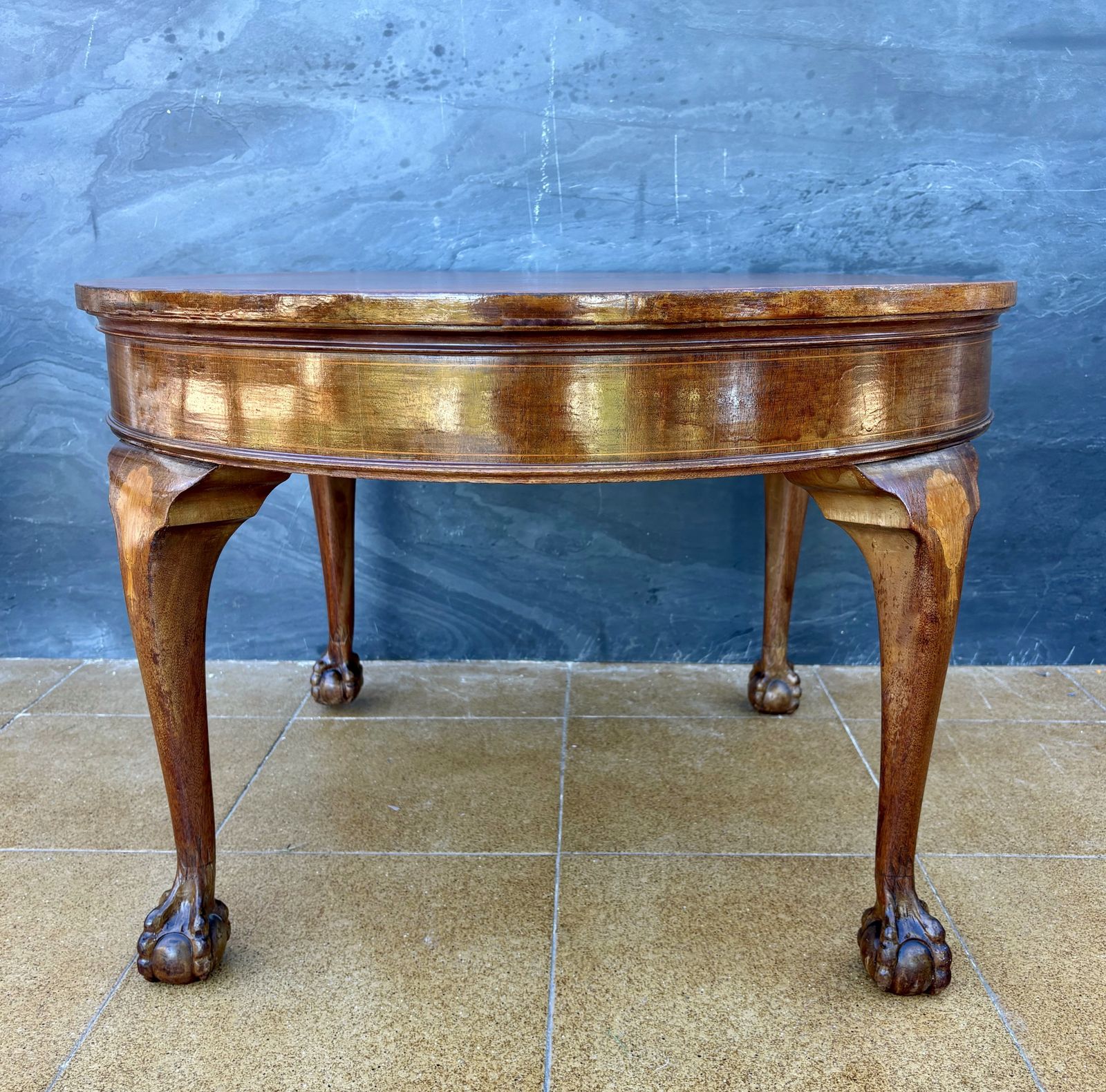 Spanish Walnut Queen Anne Style Round Side Table, Early 20th Century photo buy
