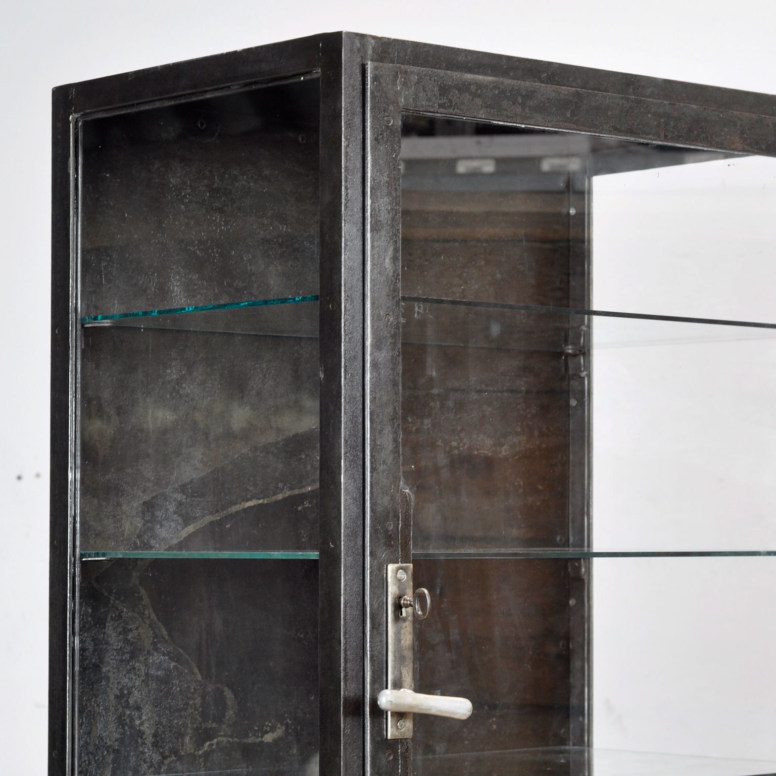 Polished Iron Medical Cabinet, 1930s photo vintage