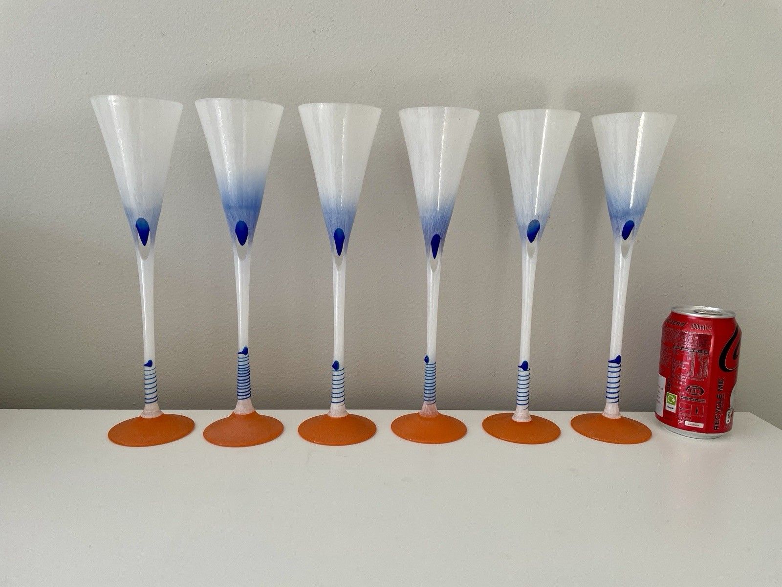 Mojmir Cermak Tajemstvi Champagne Flutes Set Of 6 Czech Bohemia Art Glass ~ Rare photo buy