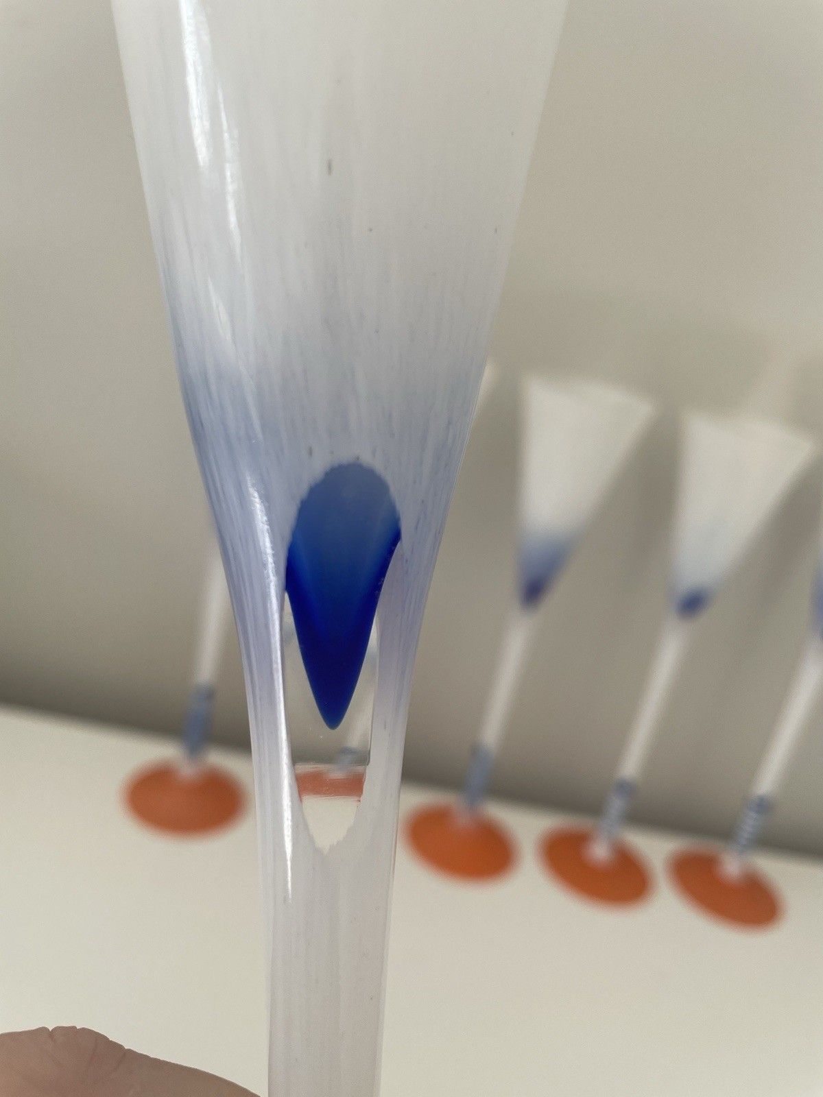 photo buy Mojmir Cermak Tajemstvi Champagne Flutes Set Of 6 Czech Bohemia Art Glass ~ Rare