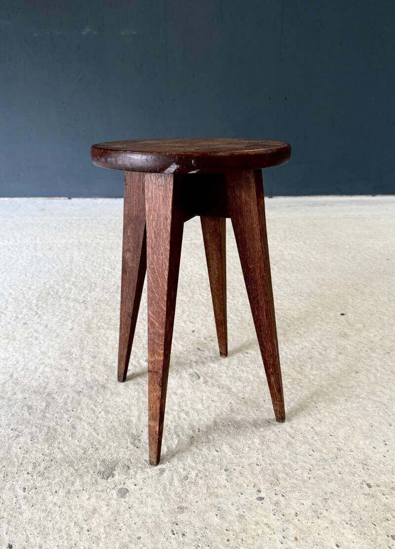 photo furniture Reconstruction Design Marquetry Inlay Stool, France 1940's