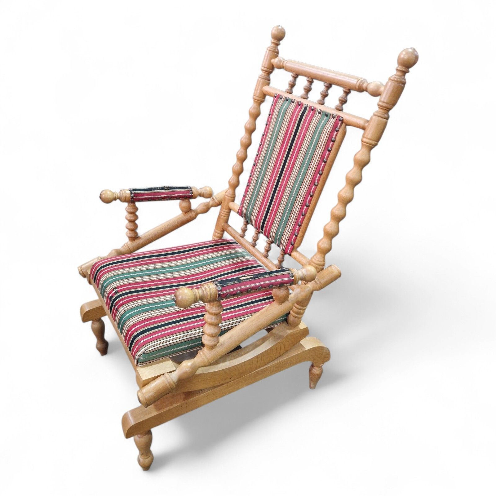 Antique Spindle Rocking Armchair Vintage Bobbin Oak Relaxer Reading Chair photo buy