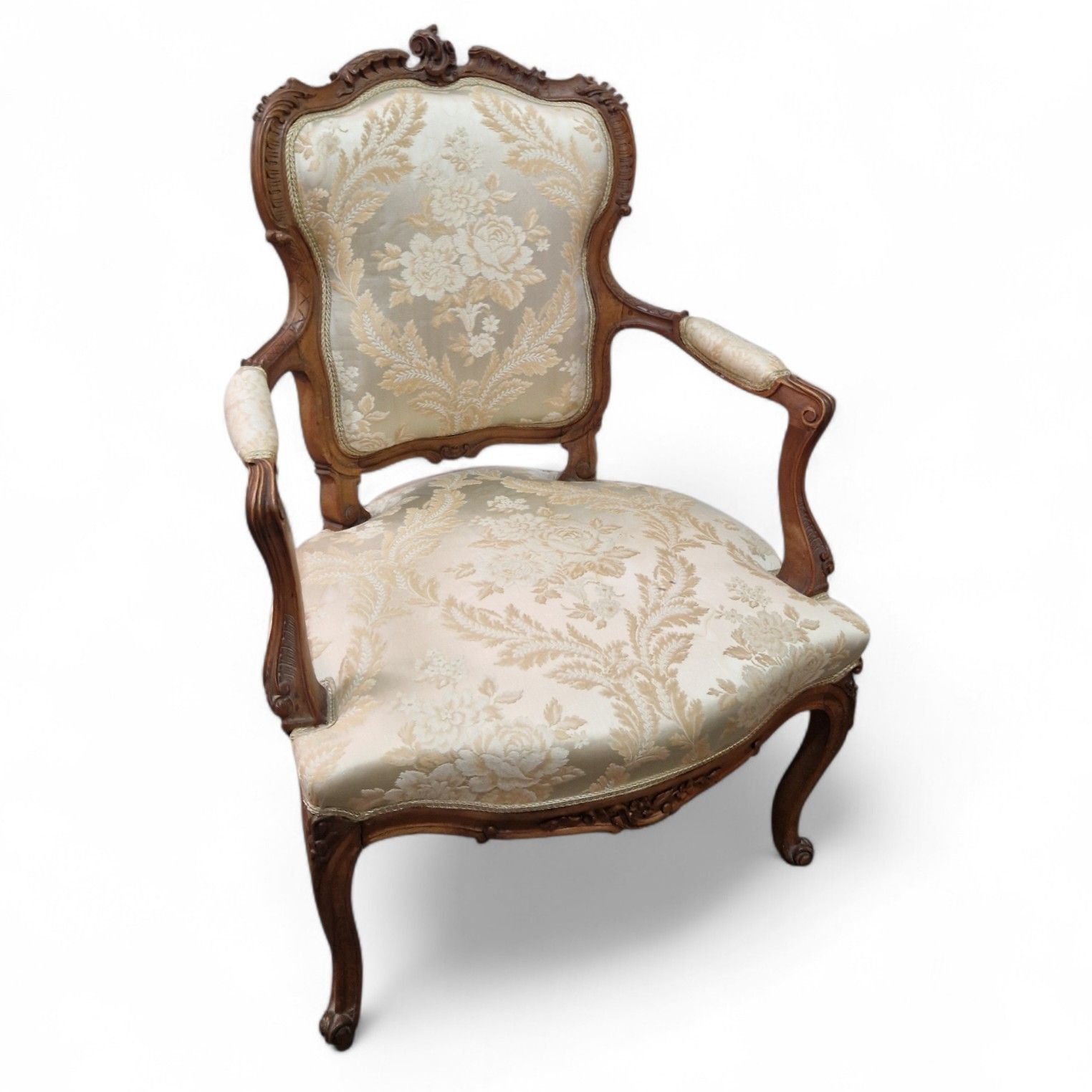 photo furniture French Walnut Armchair Carved Occasional Chair Bedroom Parlour Seat 1 Of Pair