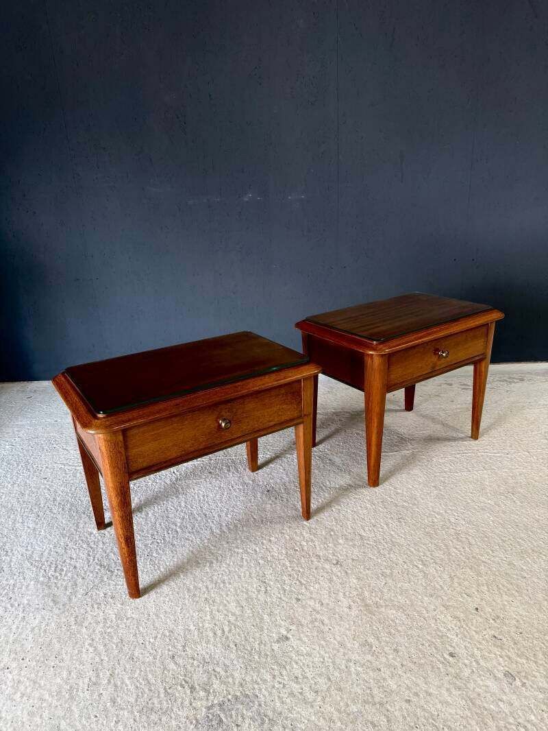Furniture Midcentury Design Bedside Cabinet Set, Italy 1950's photo