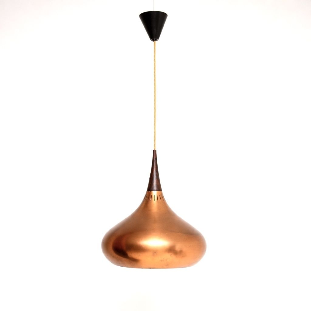 Vintage Danish Copper And Rosewood Orient Pendant Lamp By Jo Hammerborg photo furniture