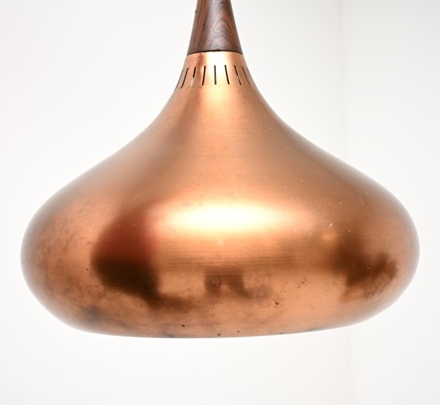 Vintage Danish Copper And Rosewood Orient Pendant Lamp By Jo Hammerborg photo 644.0