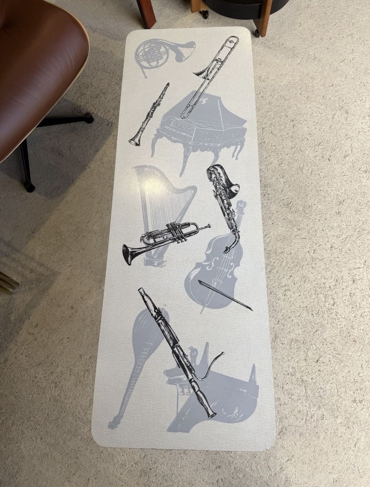 Retro Mid Century Coffee Table With Various Music Instruments On Top 1960s photo Furniture