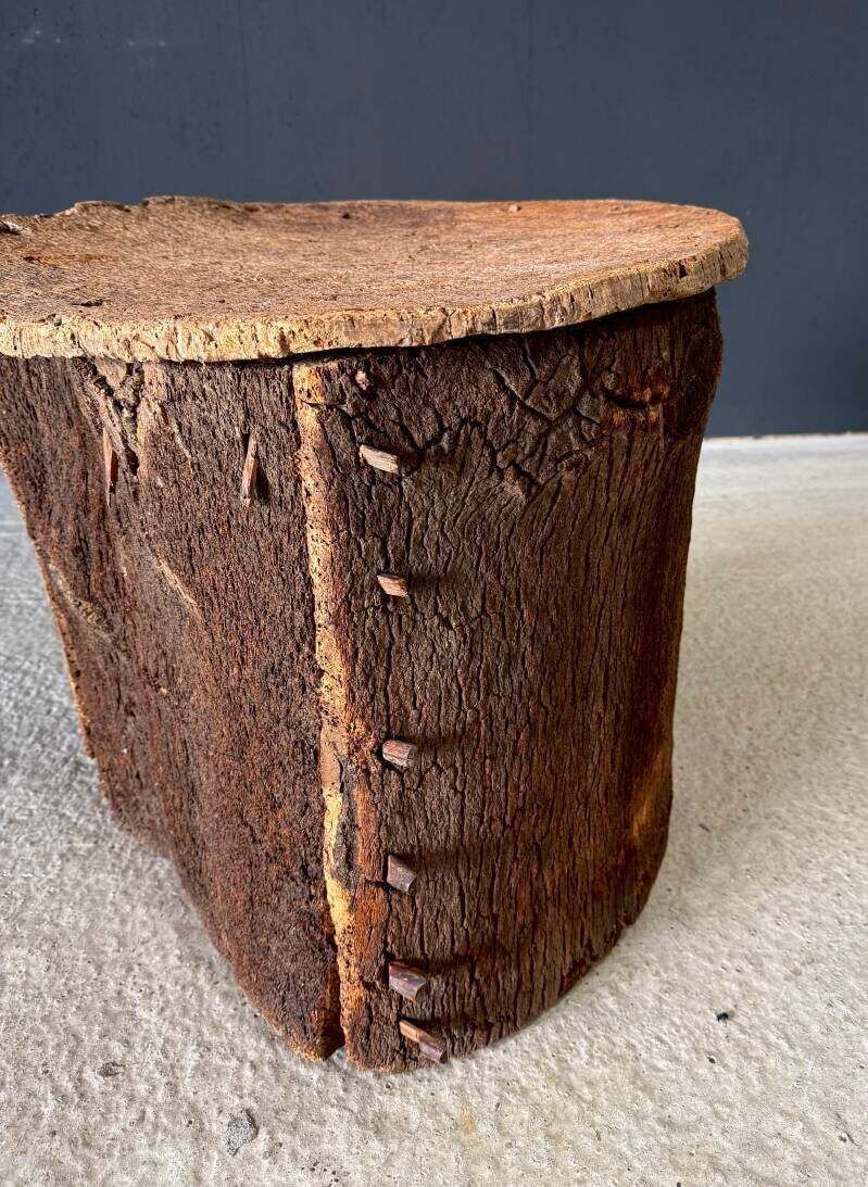 Early 20th Century Artisan Made Cork Side Table, Portugal photo vintage