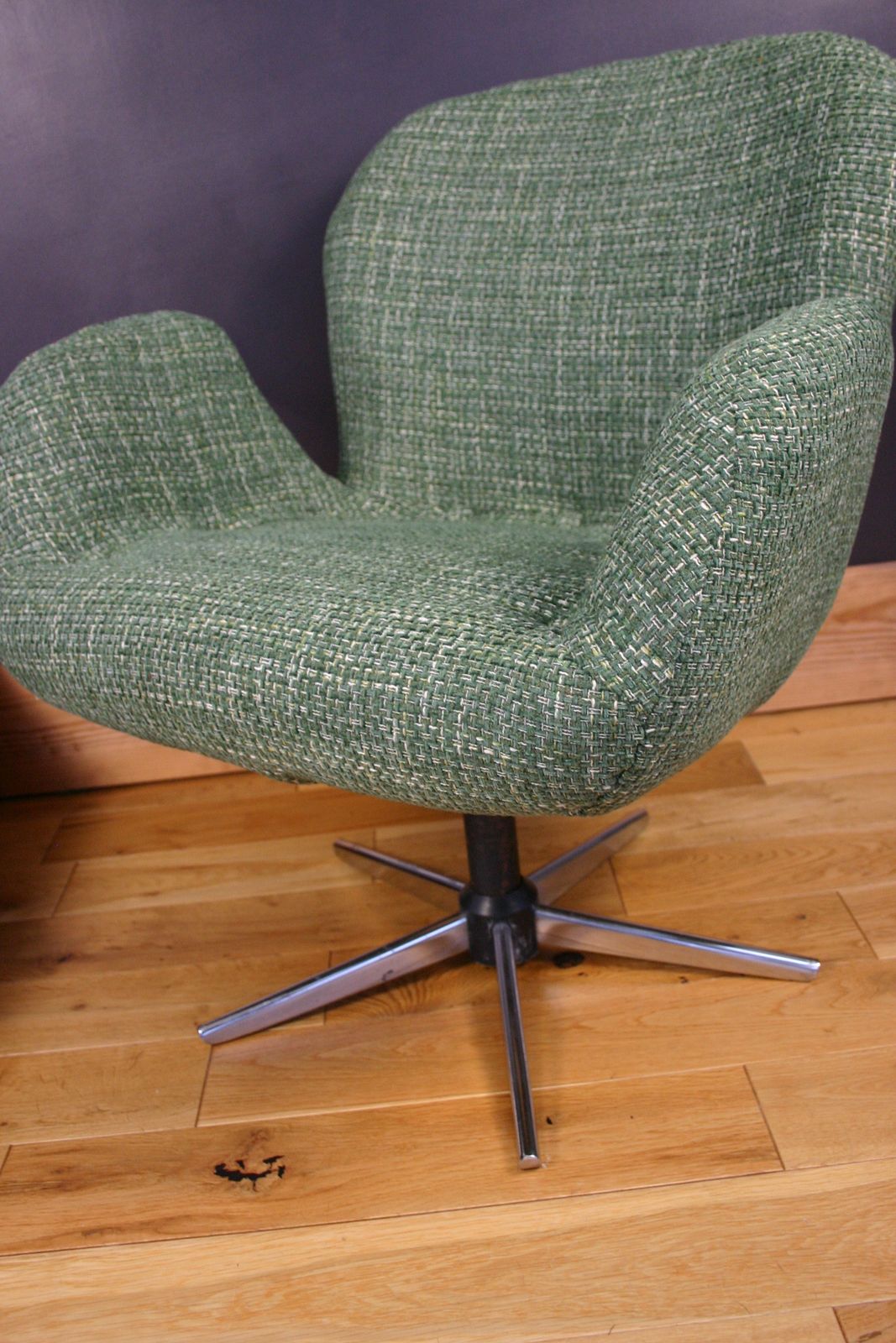 1970s Hungarian Mid Century Swivel Lounge Chair – Recently Reupholstered Sculptural Frame photo vintage