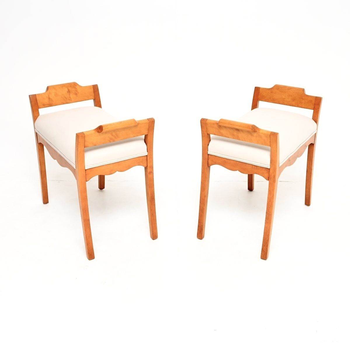 Pair Of Antique Swedish Satin Birch Biedermeier Stools photo buy