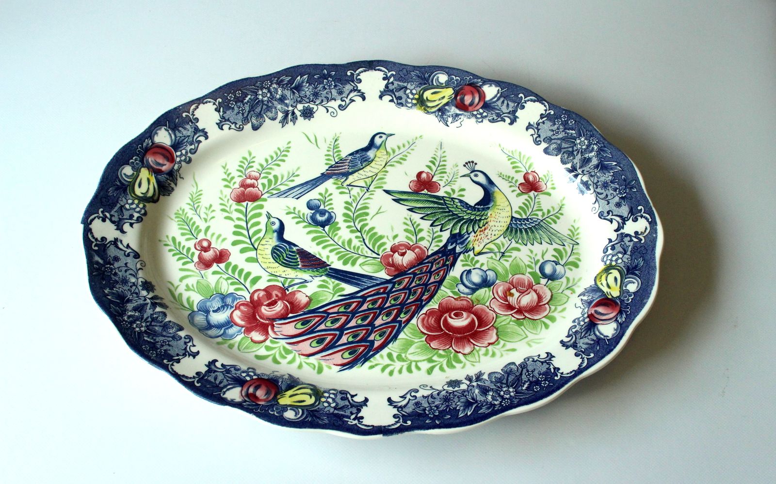Xl Asian Porcelain Serving Platter   Made In Japan   Mz China   Vintage