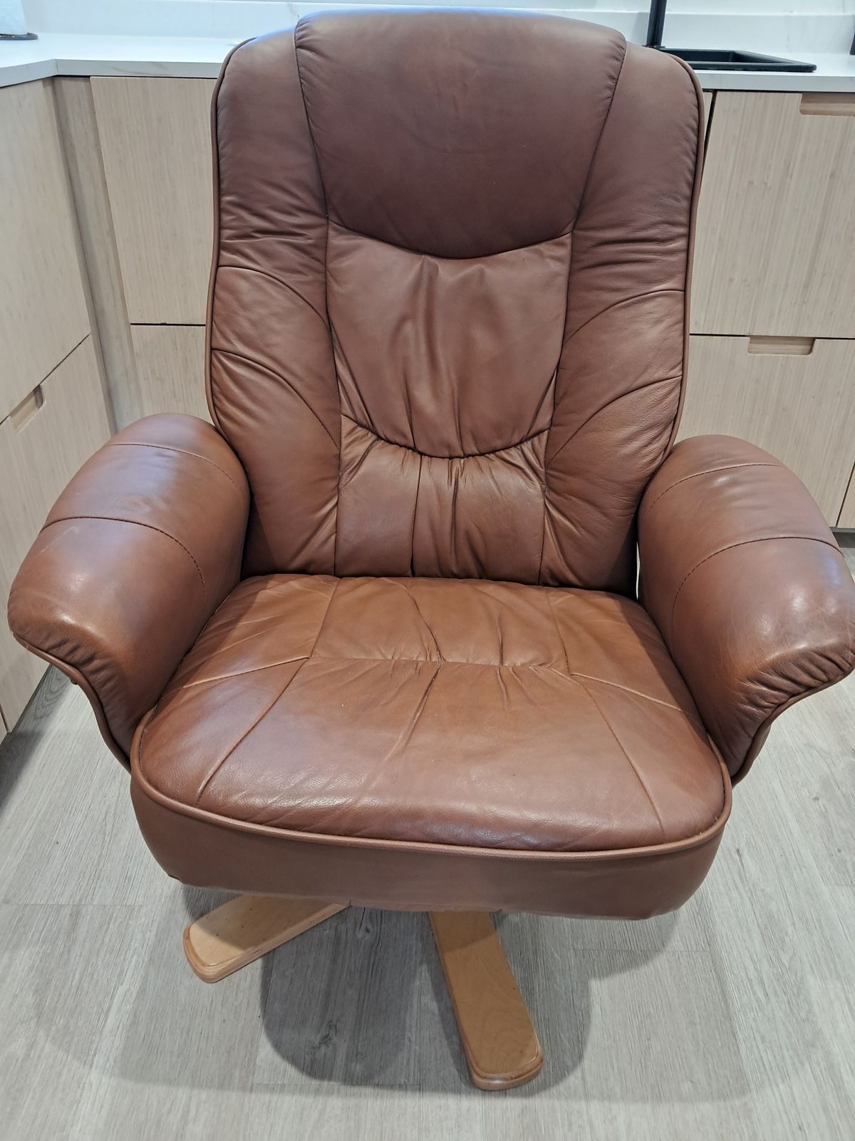 Scandinavian Swivel/Recliner Leather Armchair