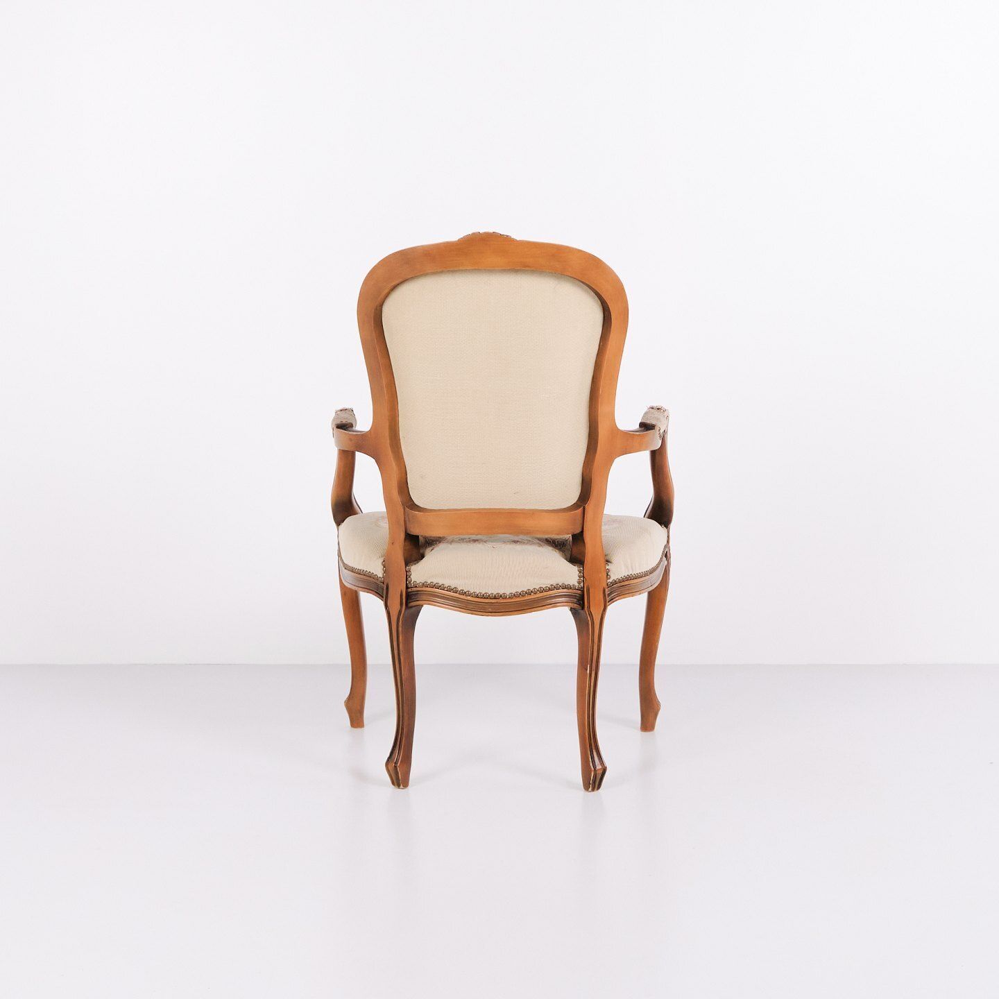 Neo Rococo Armchair With Curved Legs And Patterned Floral Fabric, 1930s photo for sale