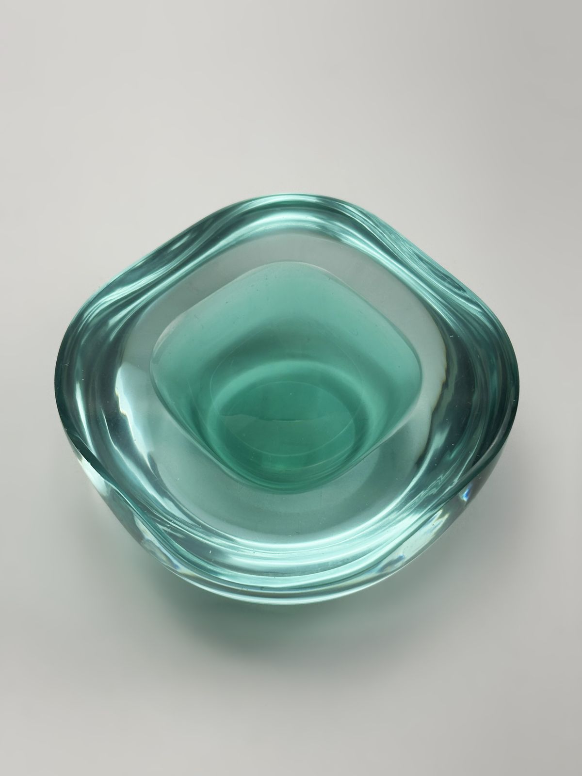 Murano Glass Geode Bowl By Archimede Seguso In Mint And Blue, Italy 1960s photo Home Decor
